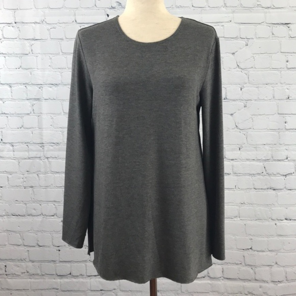 PHILOSOPHY Gray Side Slit Pullover Shirt Top sz L